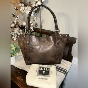 Frye Melissa Leather Slate Dark Brown Shoulder Bag Retail $398
